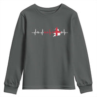England Heartbeat EKG English Flag Map Youth Sweatshirt