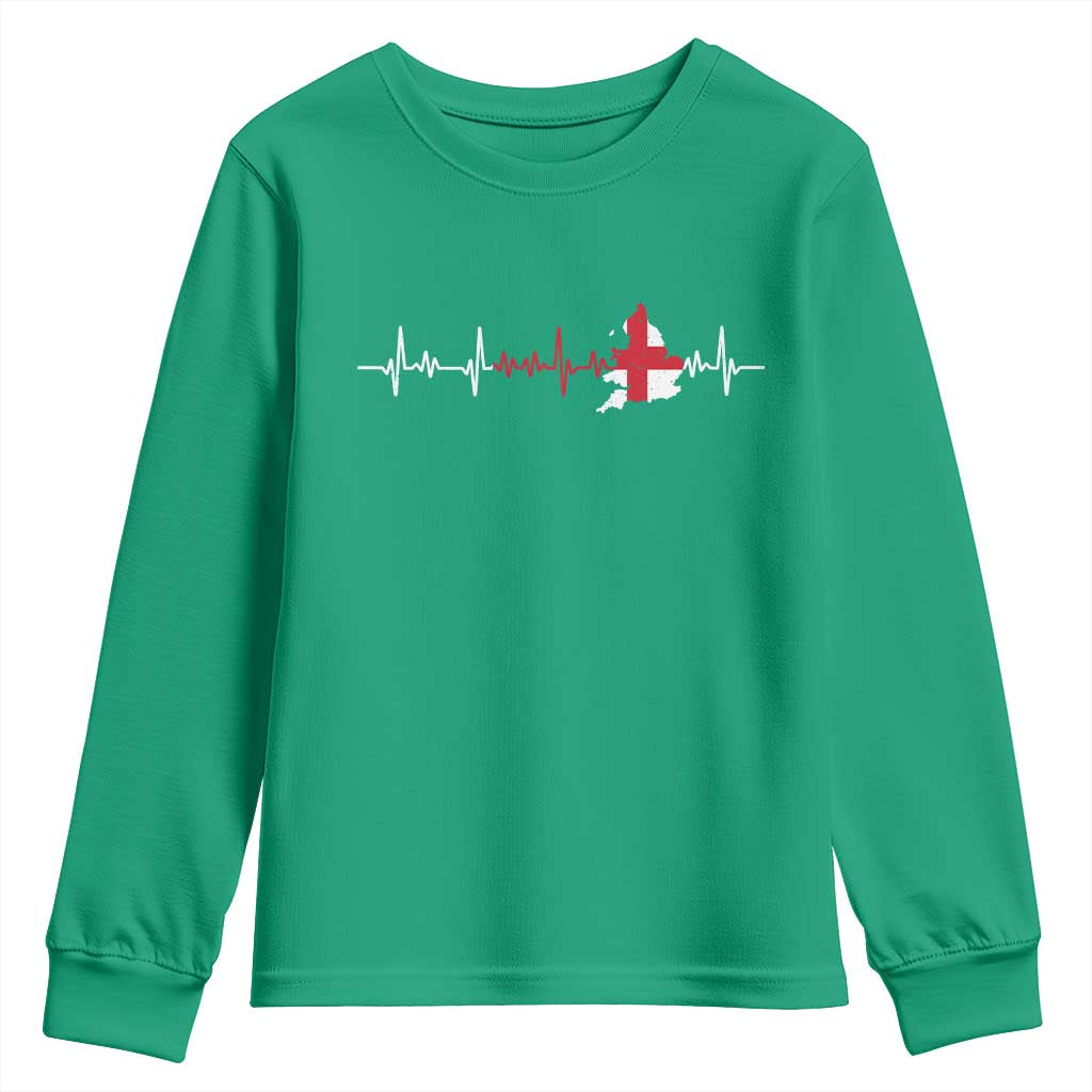 England Heartbeat EKG English Flag Map Youth Sweatshirt