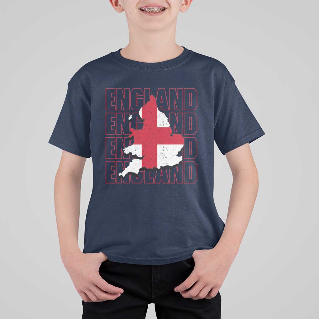 England Map St George's Cross English Roots T Shirt For Kid
