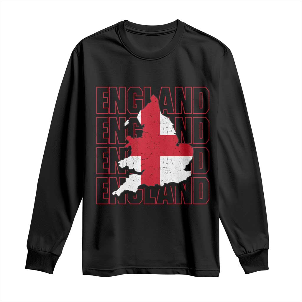 England Map St George's Cross English Roots Long Sleeve Shirt