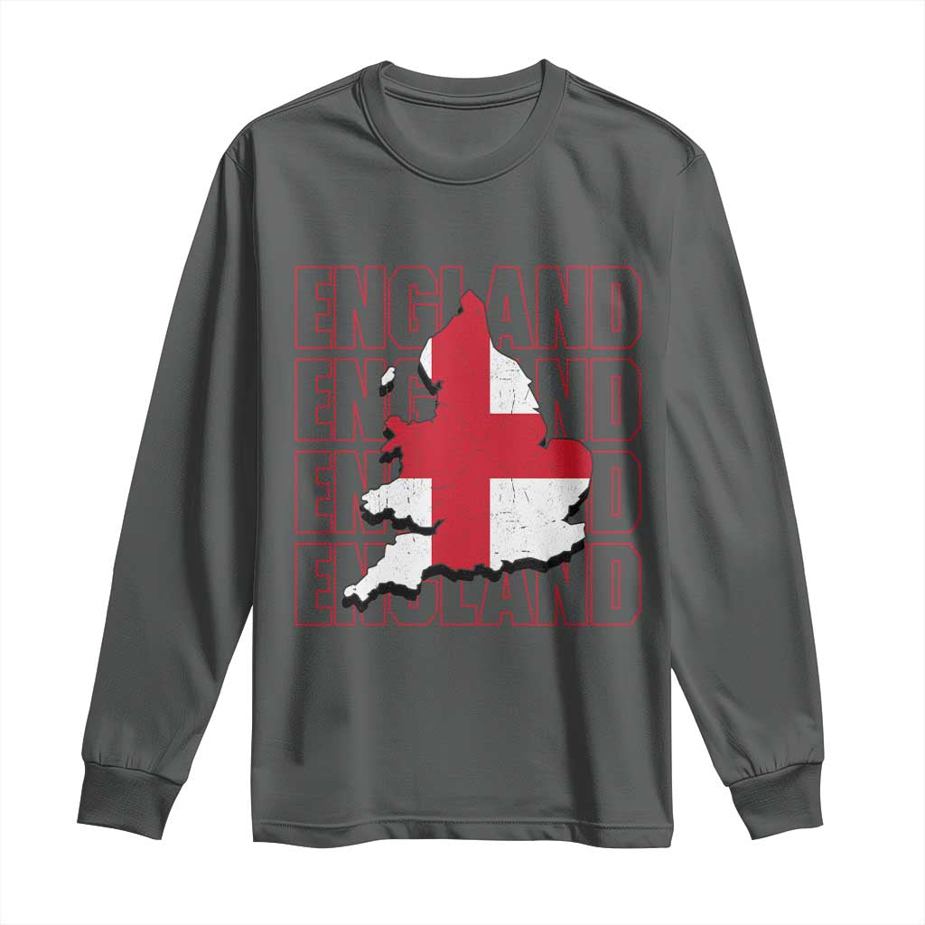England Map St George's Cross English Roots Long Sleeve Shirt