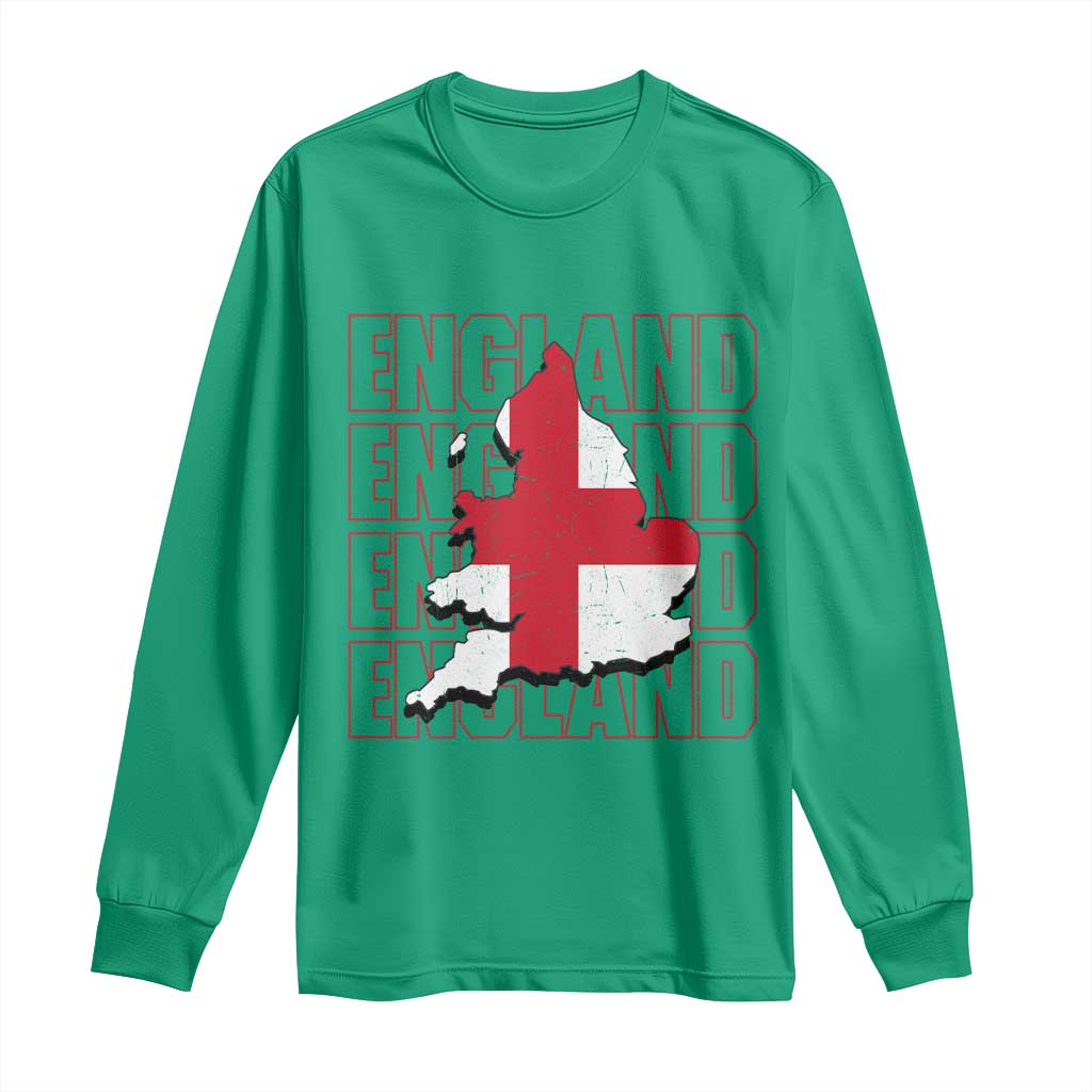 England Map St George's Cross English Roots Long Sleeve Shirt