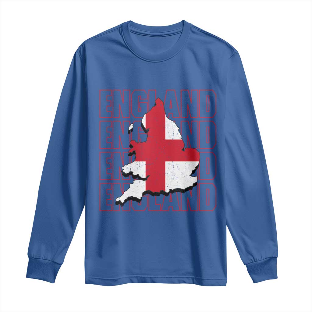 England Map St George's Cross English Roots Long Sleeve Shirt