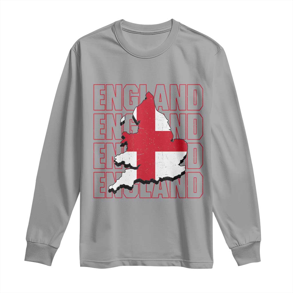 England Map St George's Cross English Roots Long Sleeve Shirt