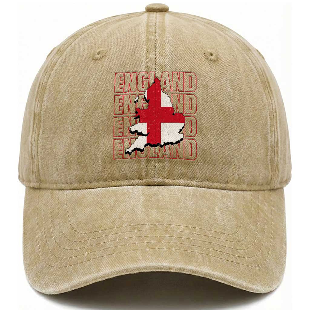 England Map St George's Cross English Roots Washed Cotton Baseball Cap