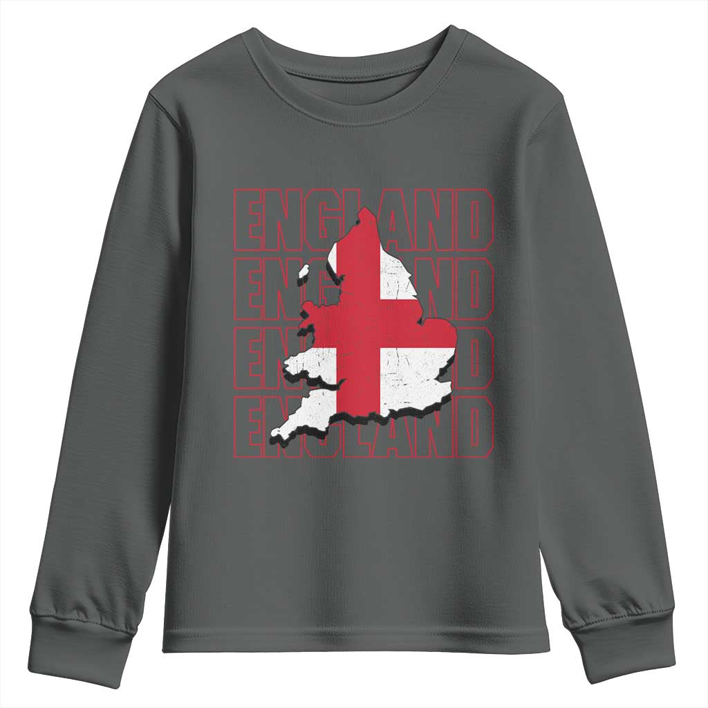 England Map St George's Cross English Roots Youth Sweatshirt
