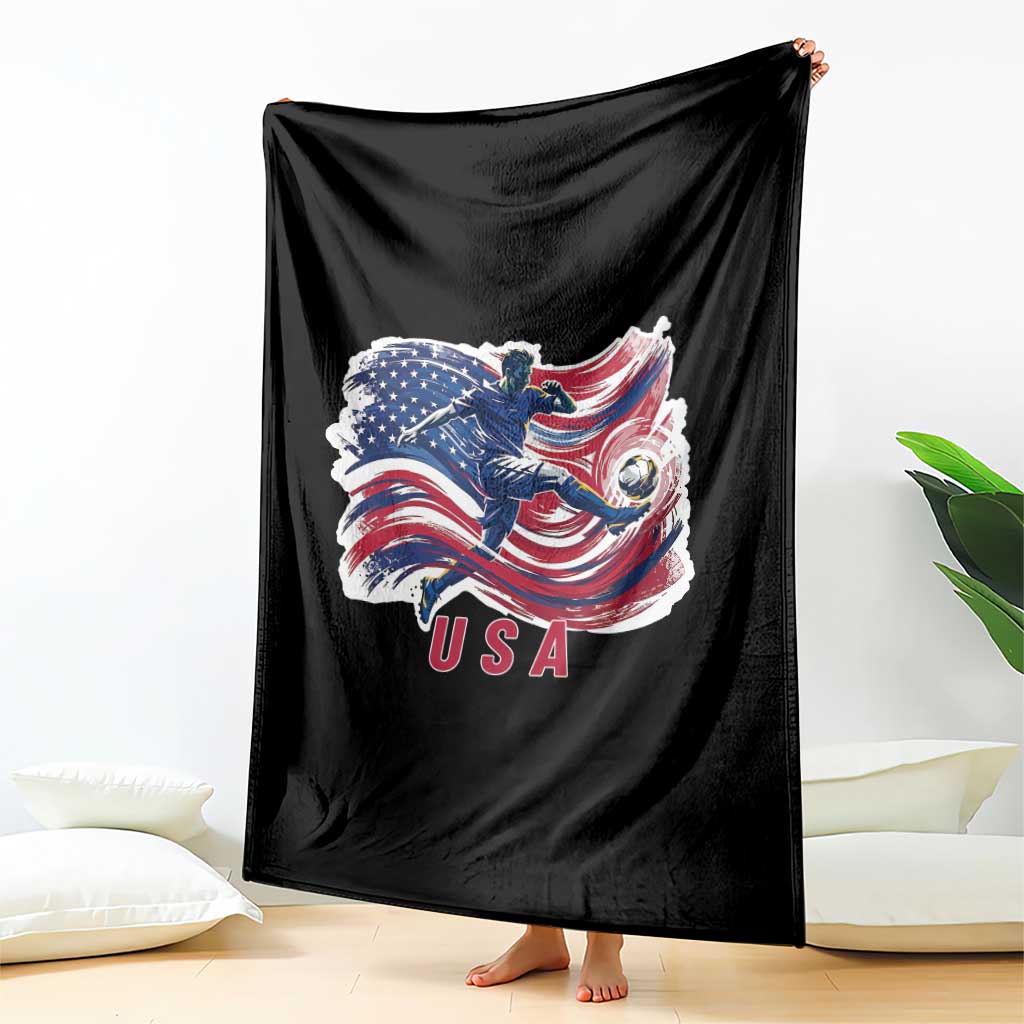 USA Soccer Fan American Flag Throw Blanket