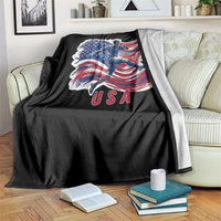 USA Soccer Fan American Flag Throw Blanket