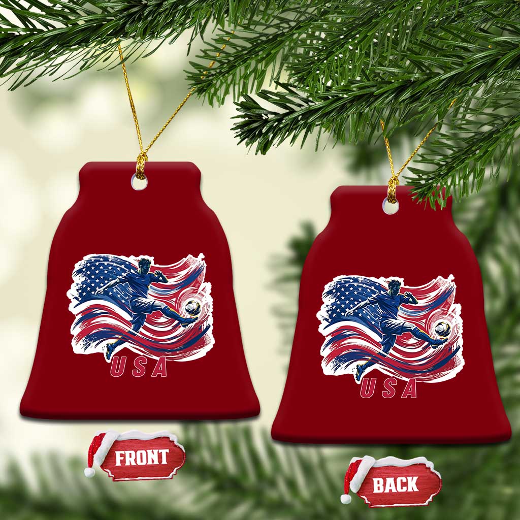 USA Soccer Fan American Flag Ceramic Ornament