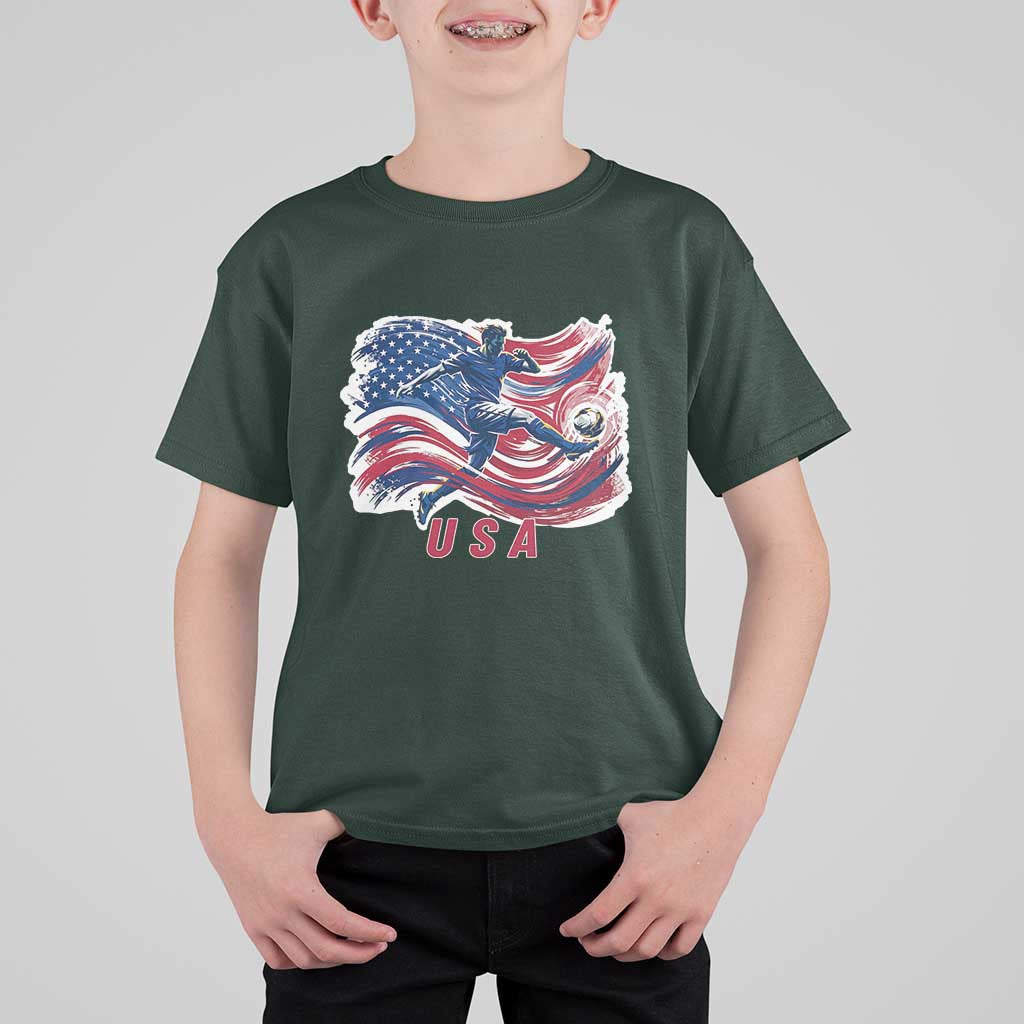 USA Soccer Fan American Flag T Shirt For Kid