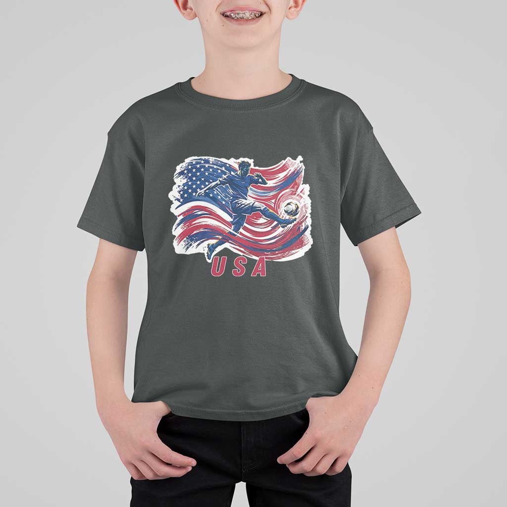 USA Soccer Fan American Flag T Shirt For Kid