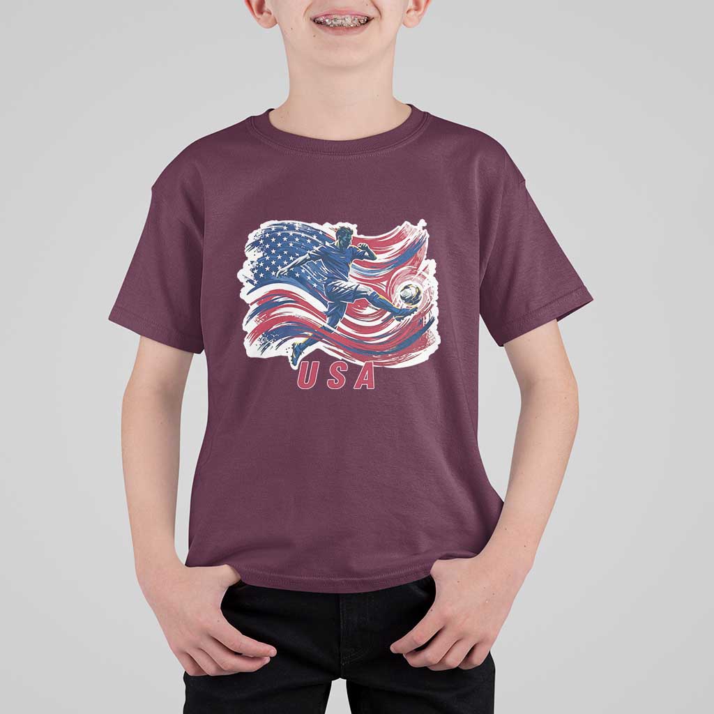 USA Soccer Fan American Flag T Shirt For Kid