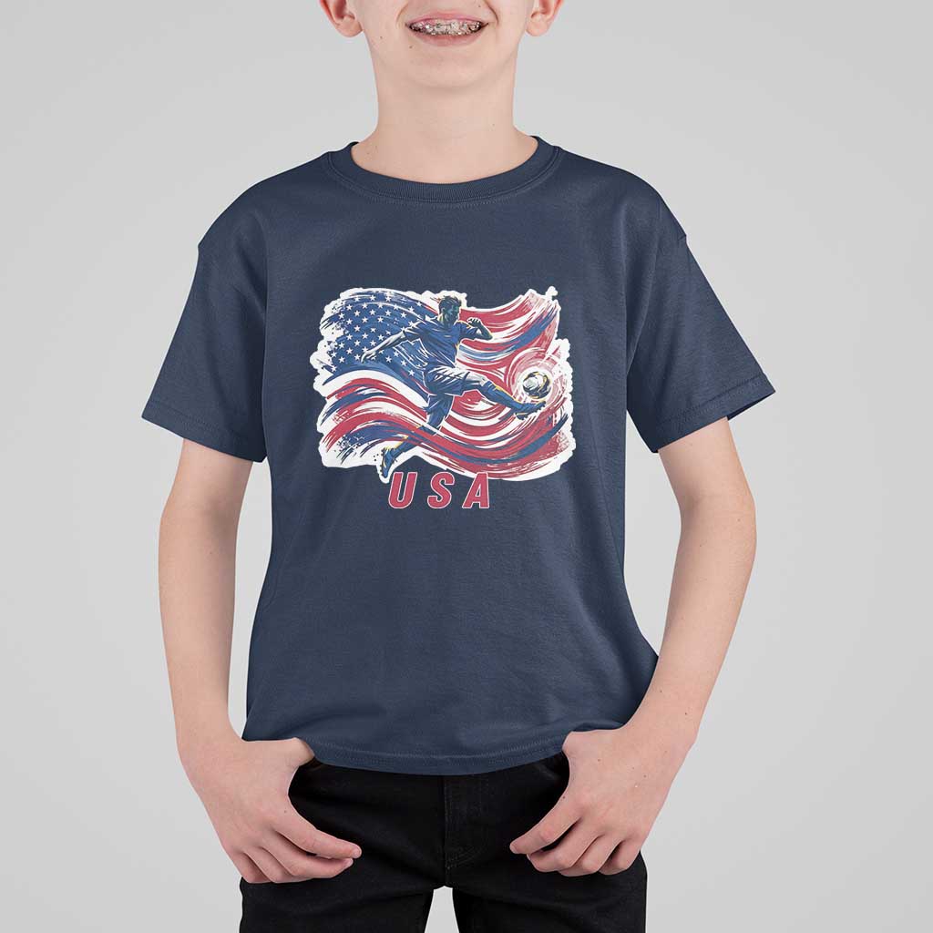 USA Soccer Fan American Flag T Shirt For Kid