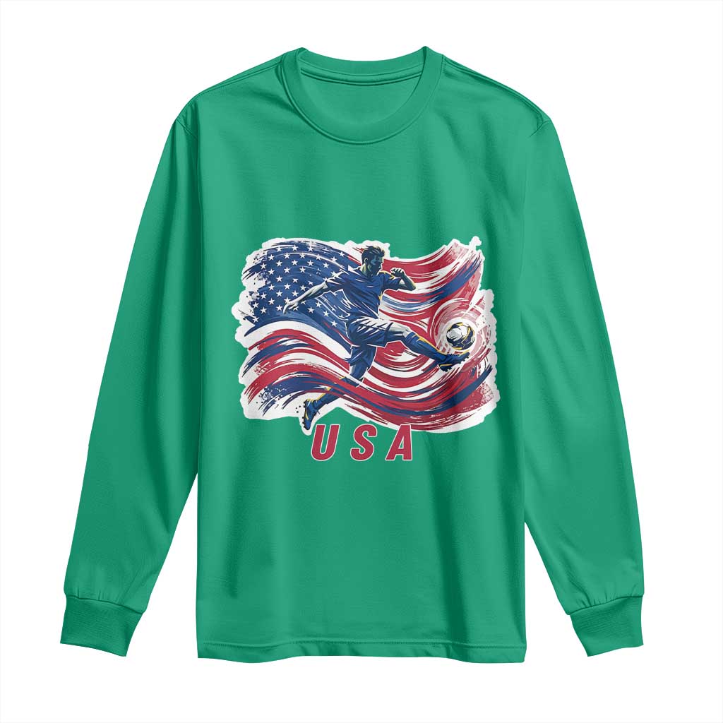 USA Soccer Fan American Flag Long Sleeve Shirt