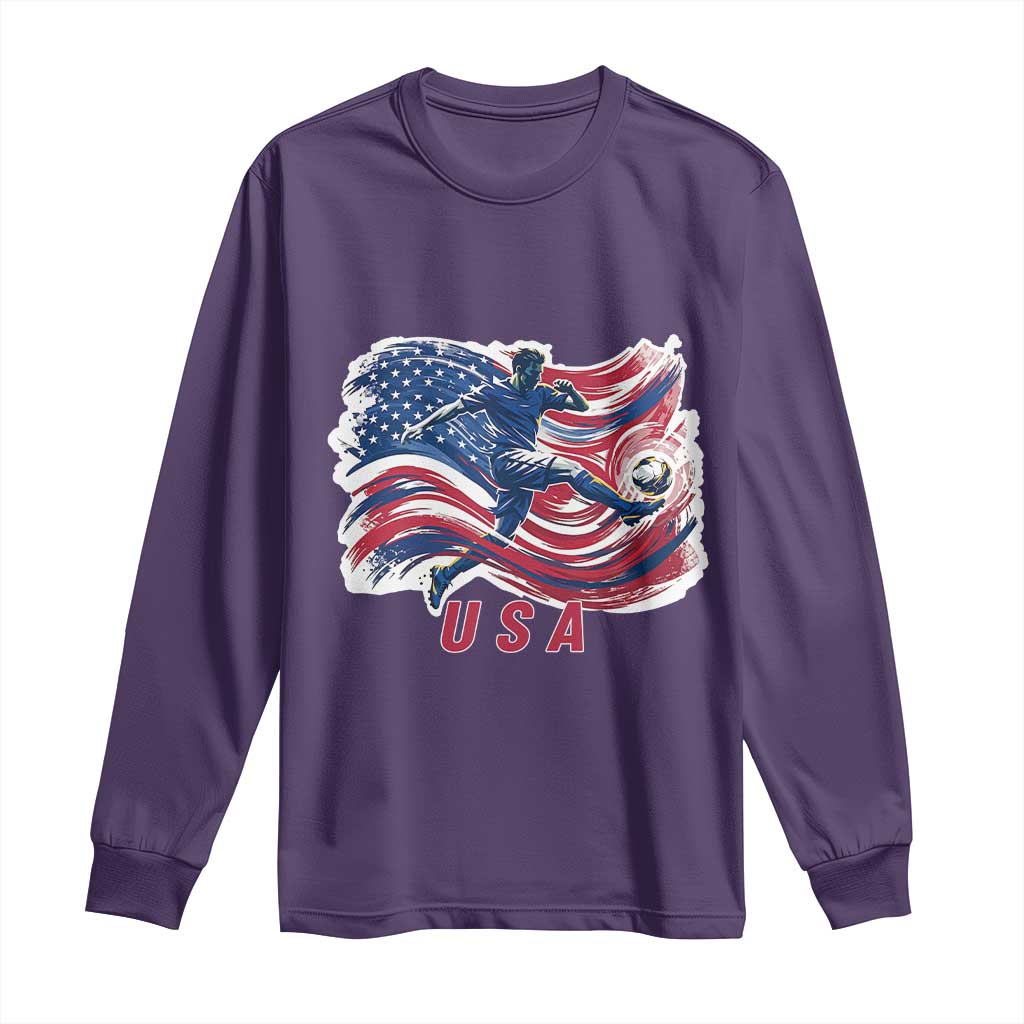 USA Soccer Fan American Flag Long Sleeve Shirt
