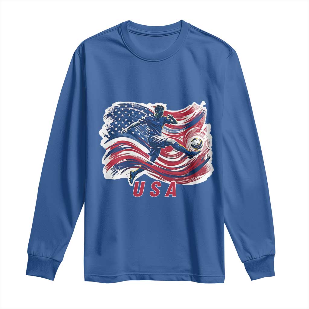 USA Soccer Fan American Flag Long Sleeve Shirt