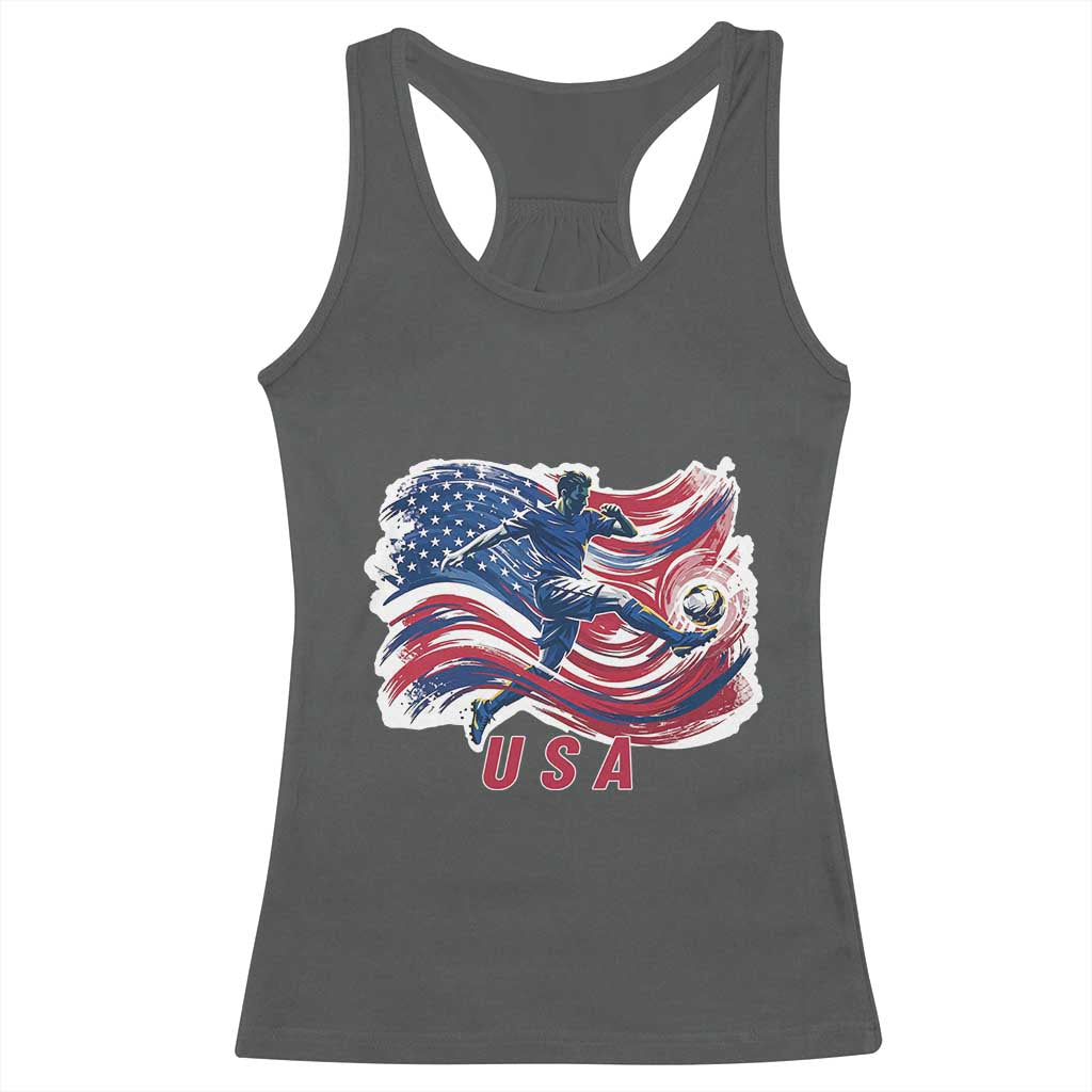 USA Soccer Fan American Flag Racerback Tank Top