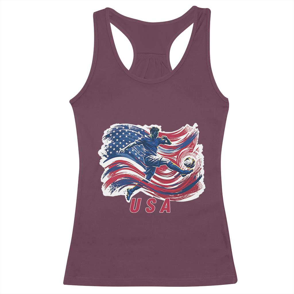 USA Soccer Fan American Flag Racerback Tank Top