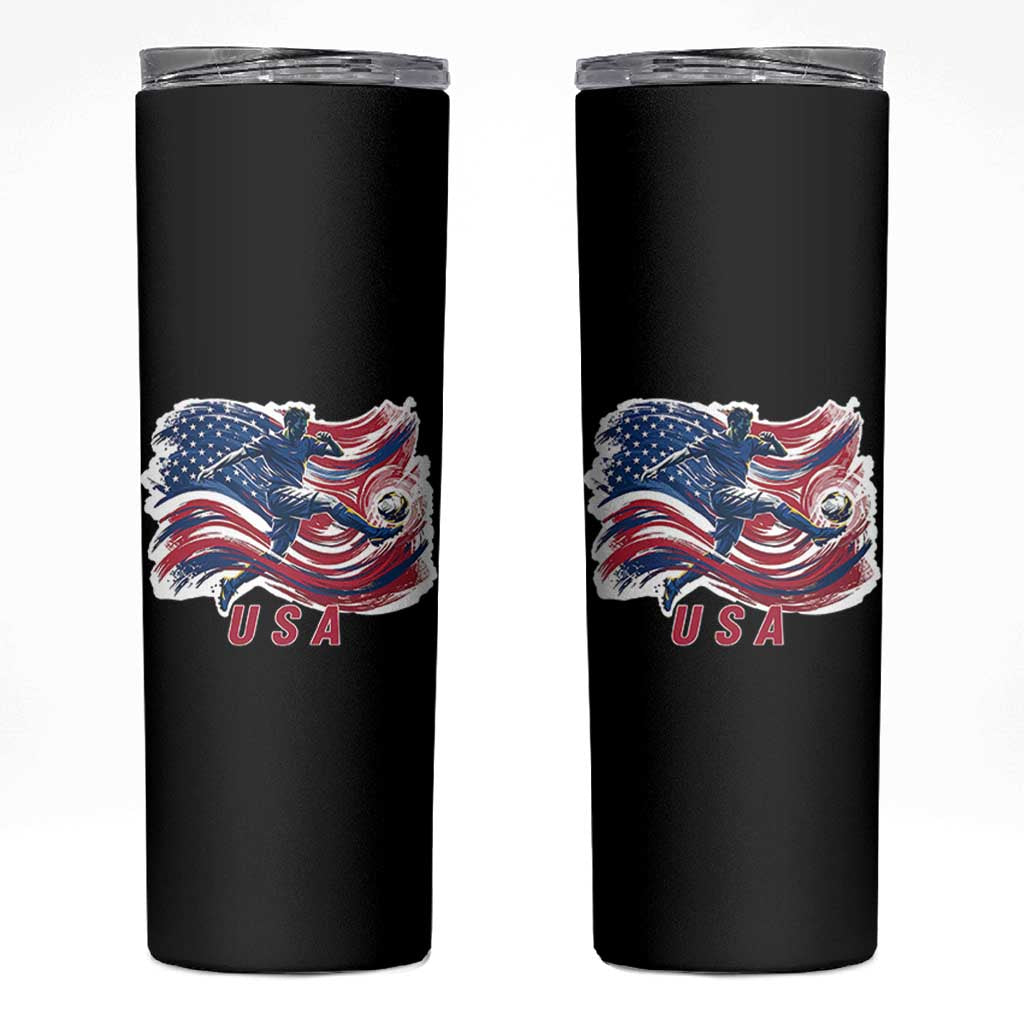USA Soccer Fan American Flag Skinny Tumbler