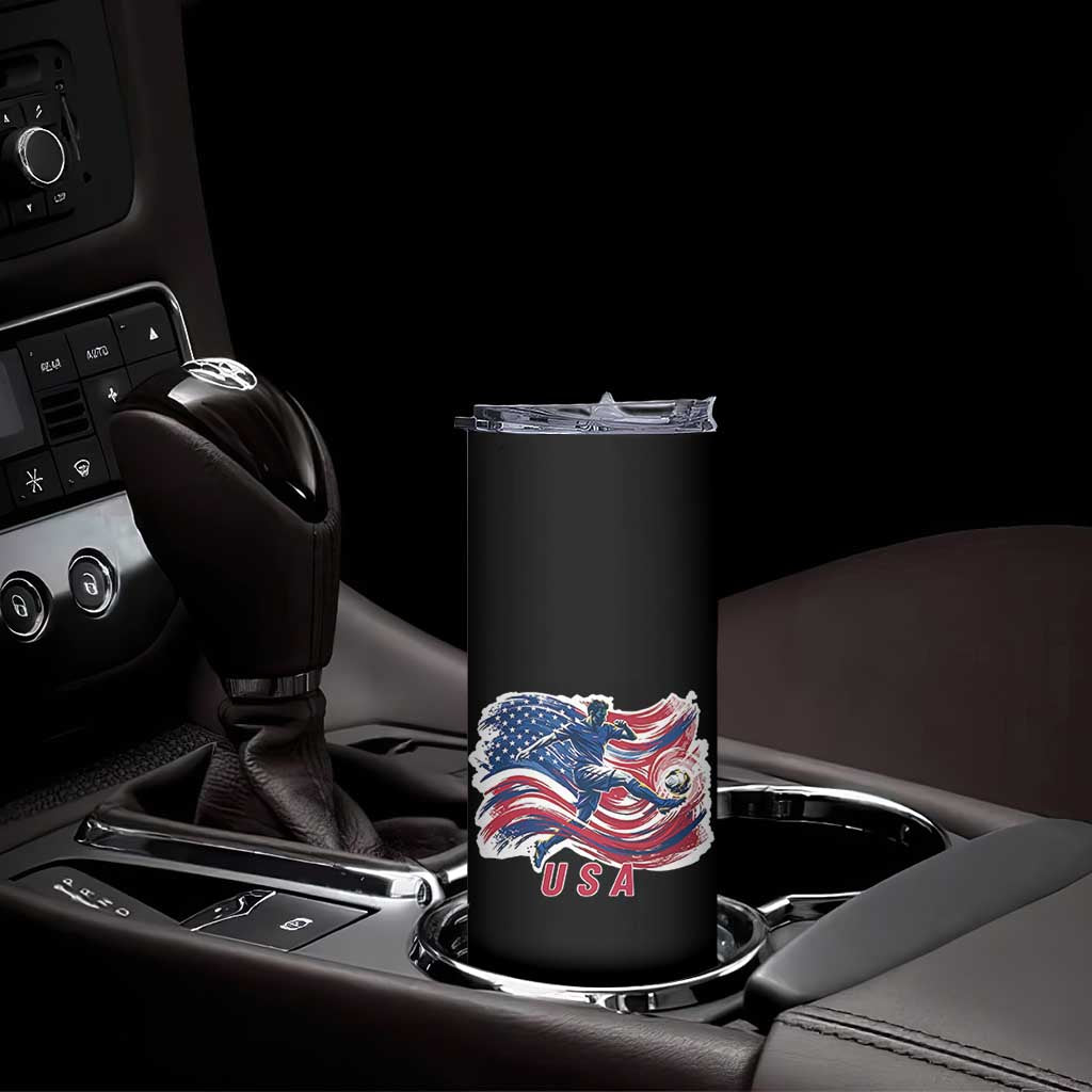 USA Soccer Fan American Flag Skinny Tumbler