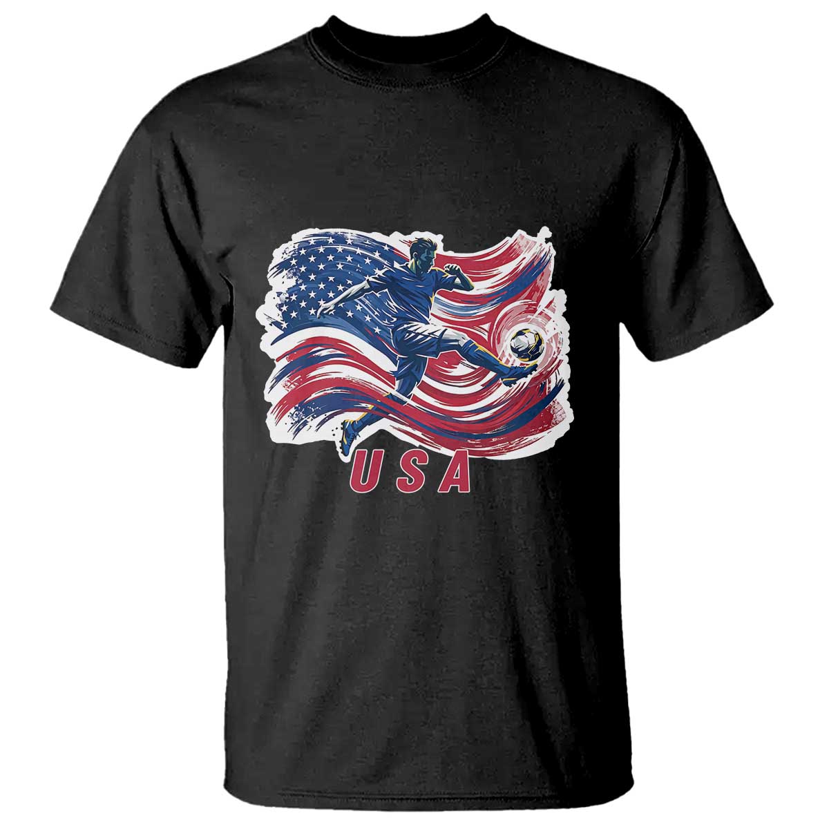 USA Soccer Fan American Flag T Shirt
