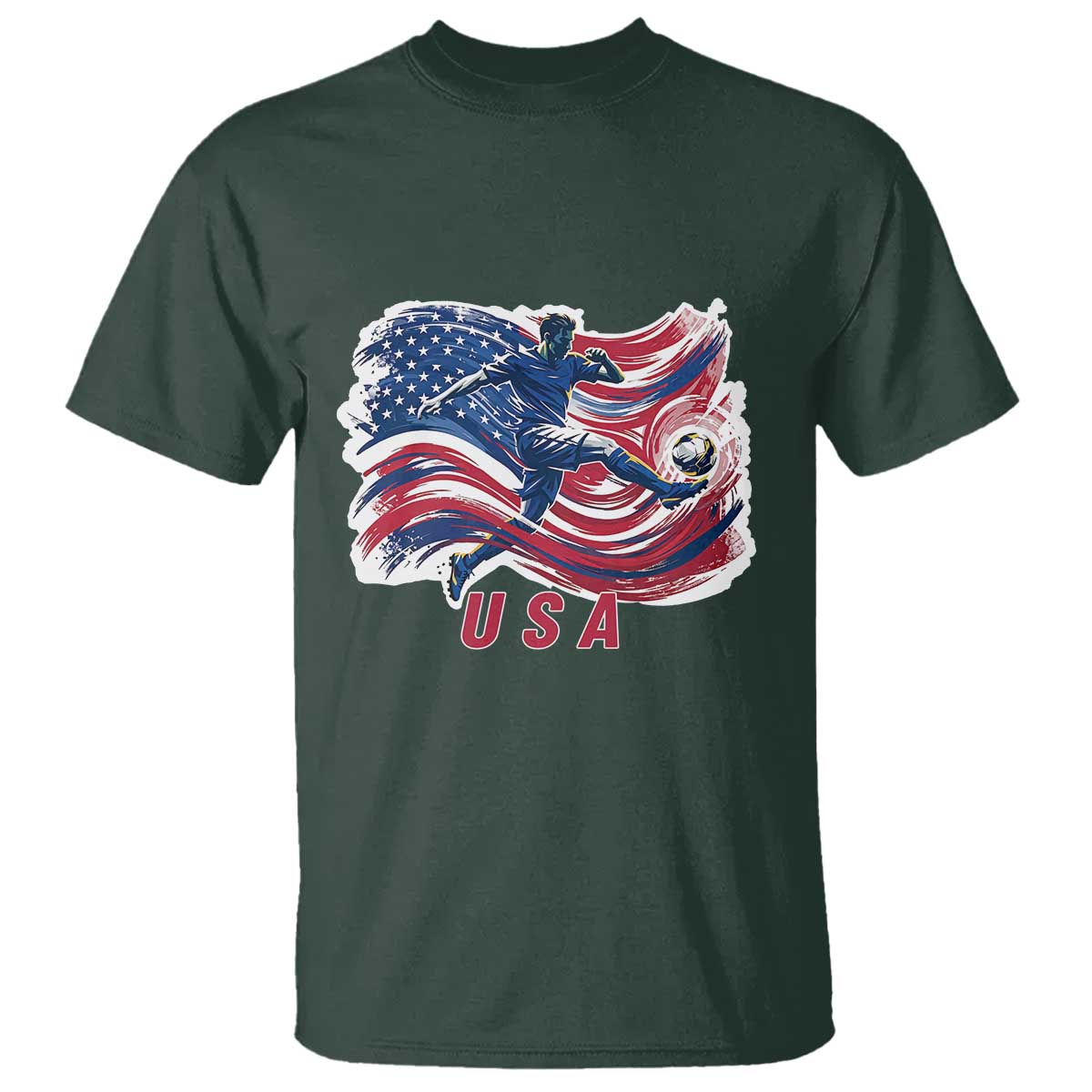 USA Soccer Fan American Flag T Shirt