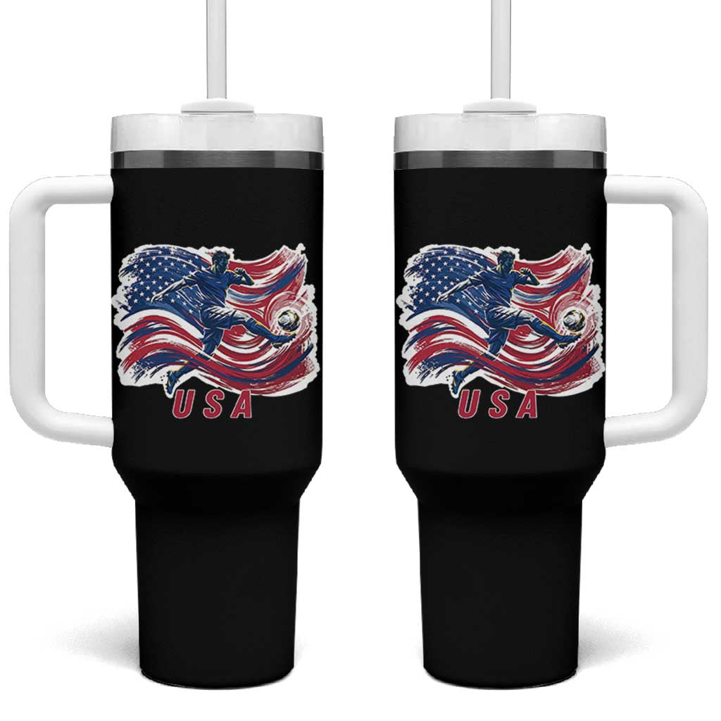 USA Soccer Fan American Flag Tumbler With Handle