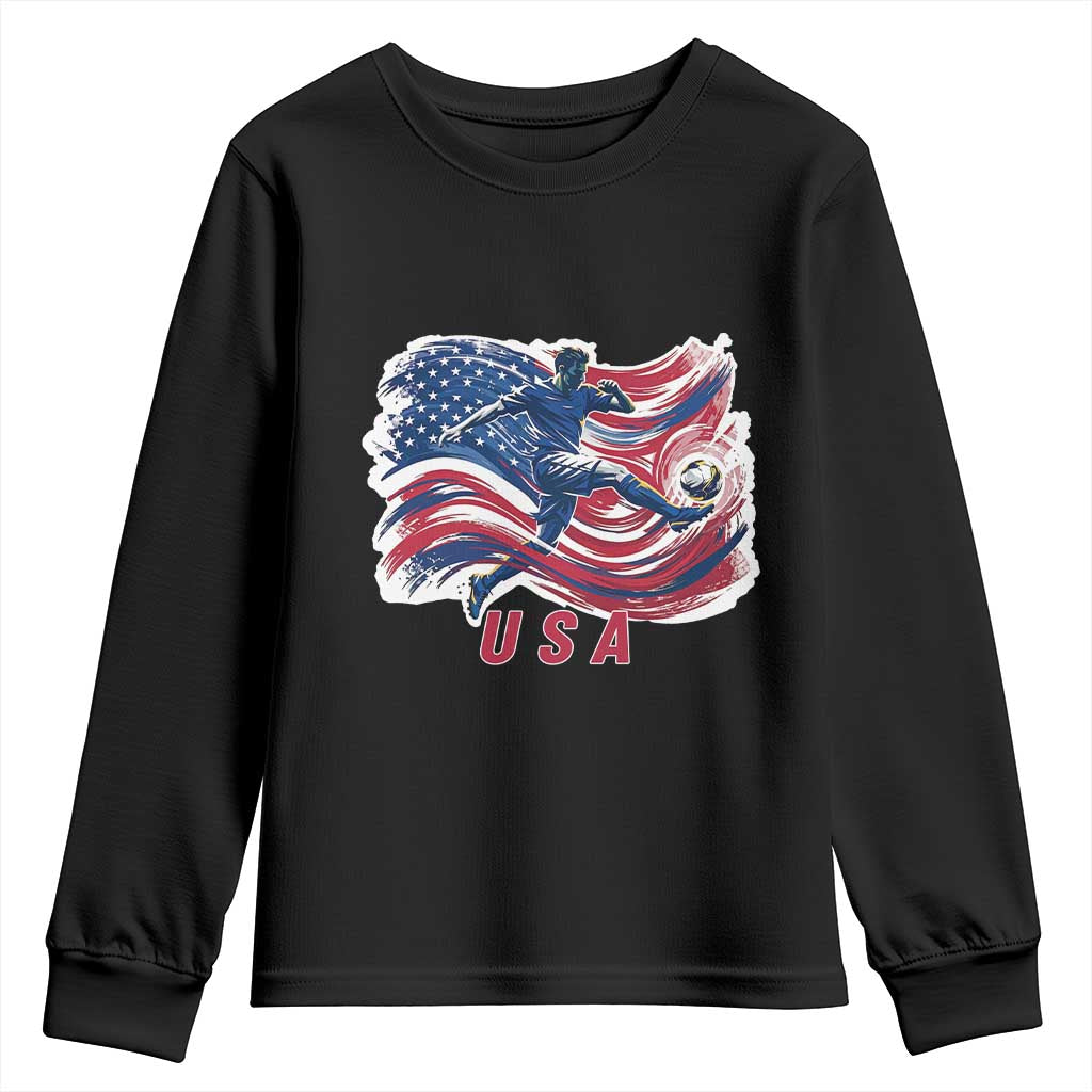 USA Soccer Fan American Flag Youth Sweatshirt