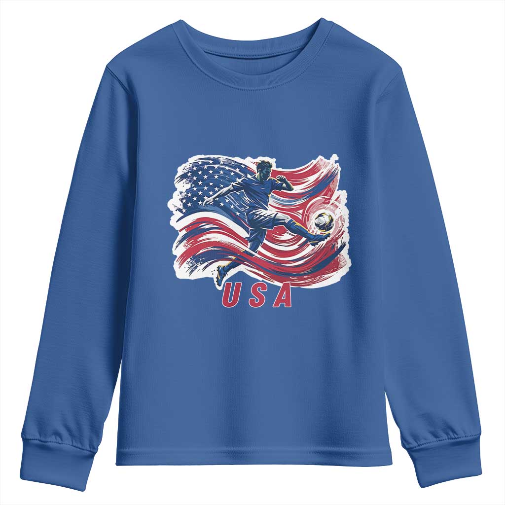 USA Soccer Fan American Flag Youth Sweatshirt