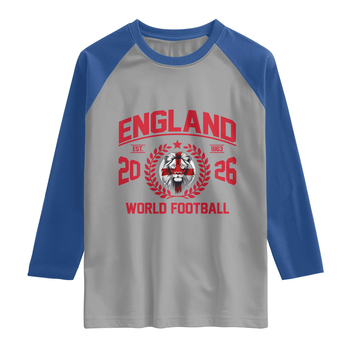 England Football Flag Raglan Shirt Lion St George Cross Soccer Fan Patriotic