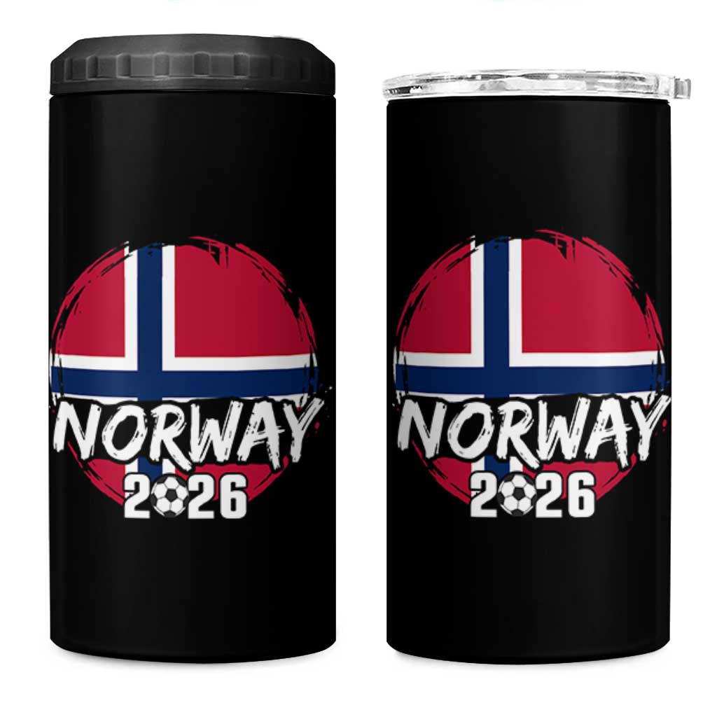 Norway 2026 Soccer Football Fan Norwegian Flag 4 in 1 Can Cooler Tumbler
