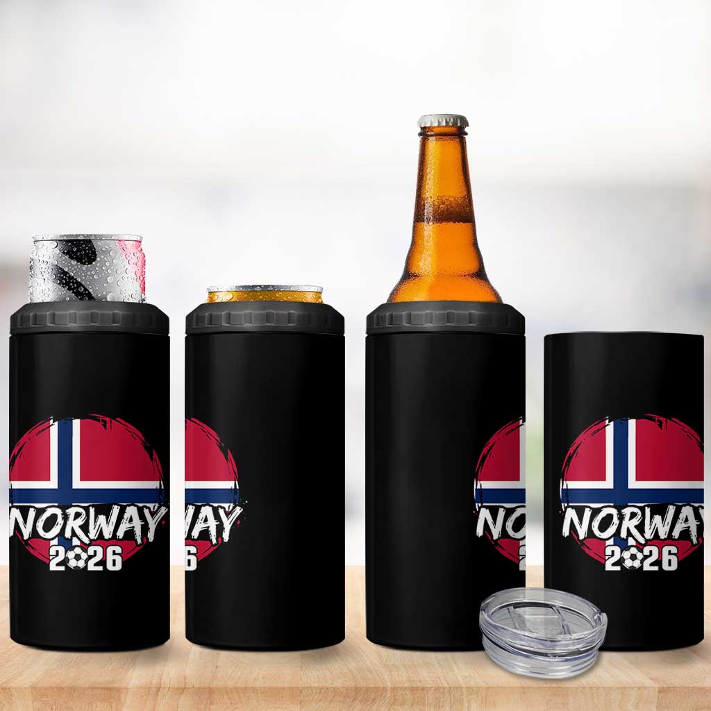 Norway 2026 Soccer Football Fan Norwegian Flag 4 in 1 Can Cooler Tumbler