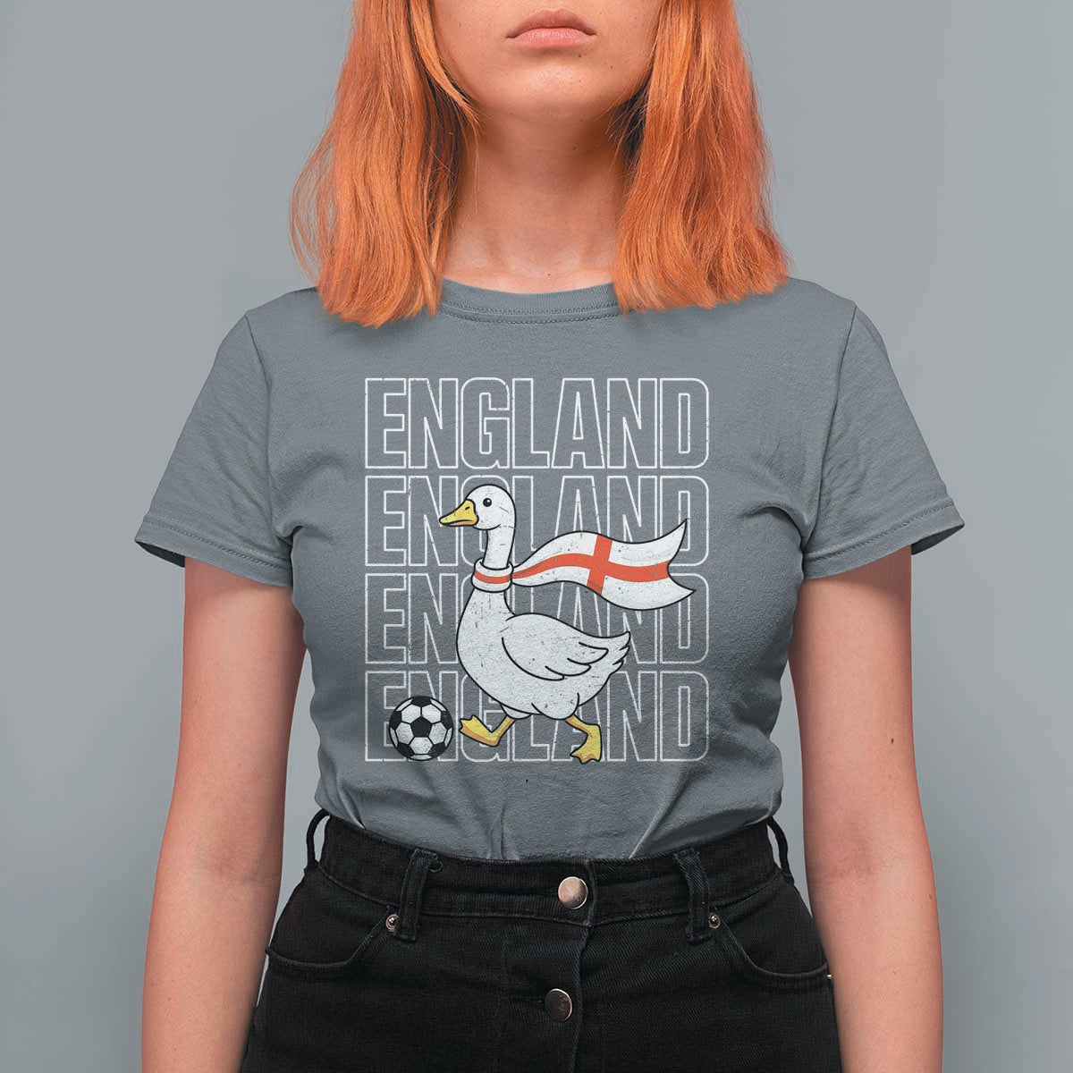 England Soccer Football T Shirt For Women Silly Goose England Flag Fan Supporter