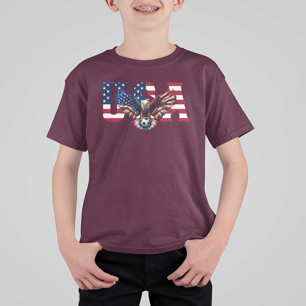 USA Soccer Eagle American Flag Fan T Shirt For Kid
