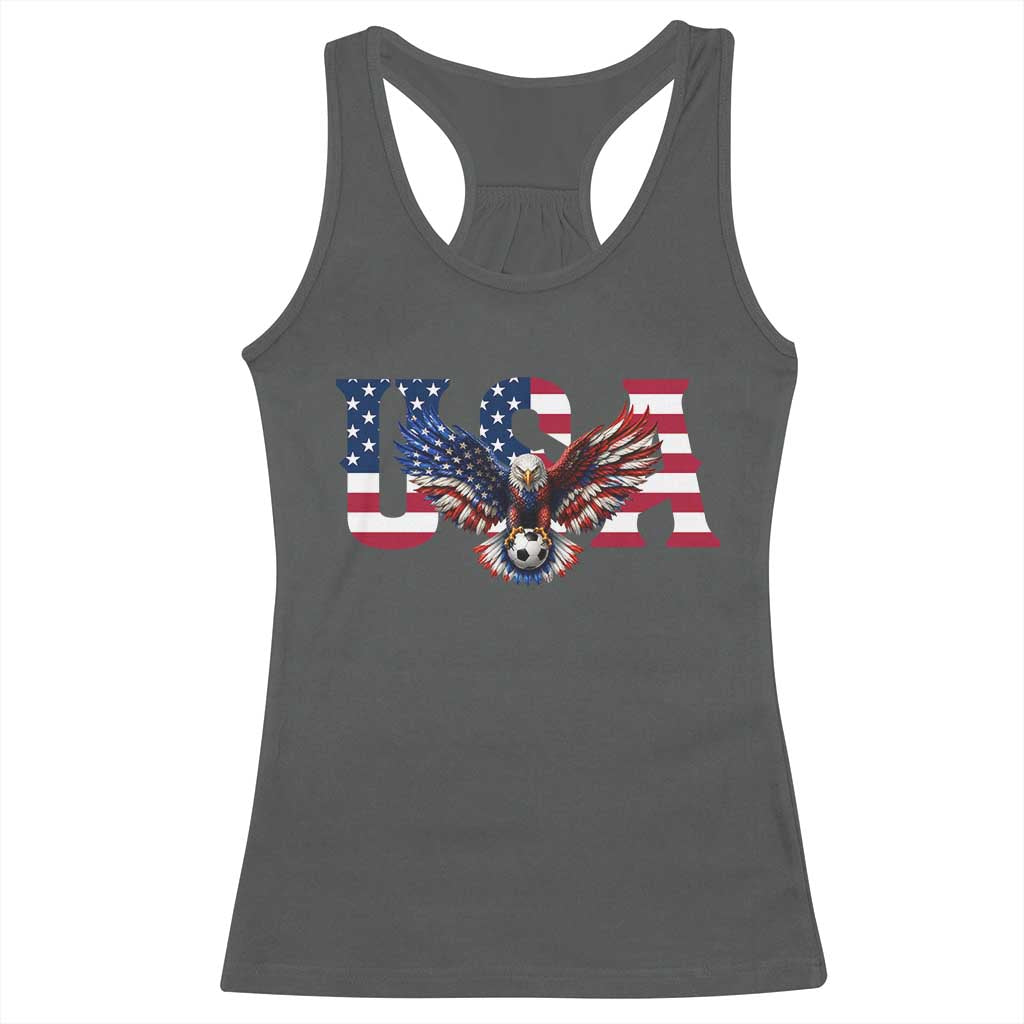 USA Soccer Eagle American Flag Fan Racerback Tank Top