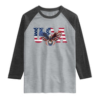 USA Soccer Eagle American Flag Fan Raglan Shirt