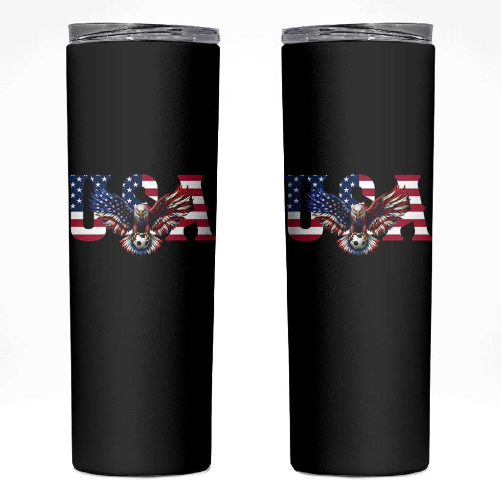 USA Soccer Eagle American Flag Fan Skinny Tumbler