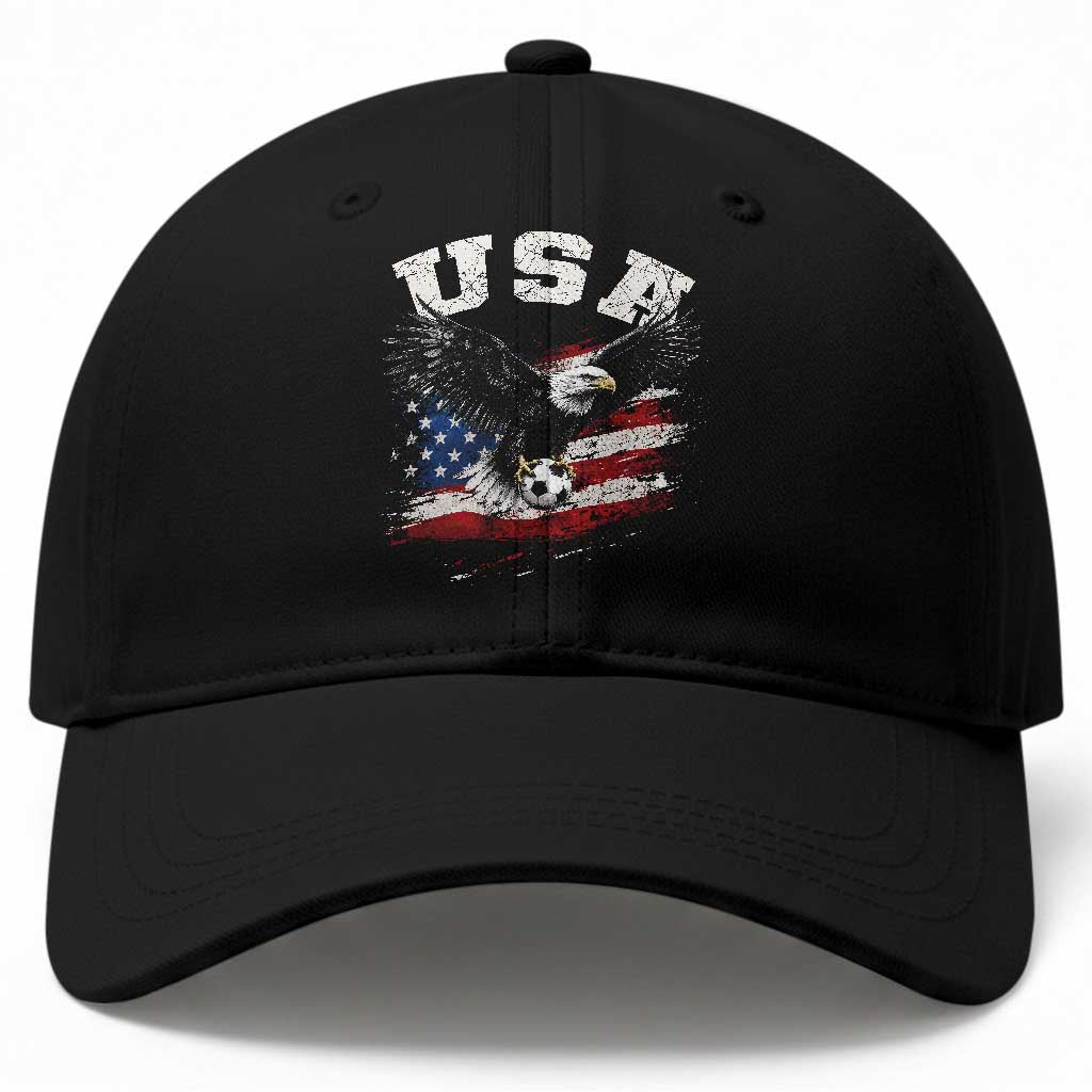 USA Soccer Bald Eagle American Flag Vintage Baseball Cap