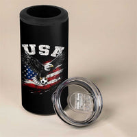 USA Soccer Bald Eagle American Flag Vintage 4 in 1 Can Cooler Tumbler