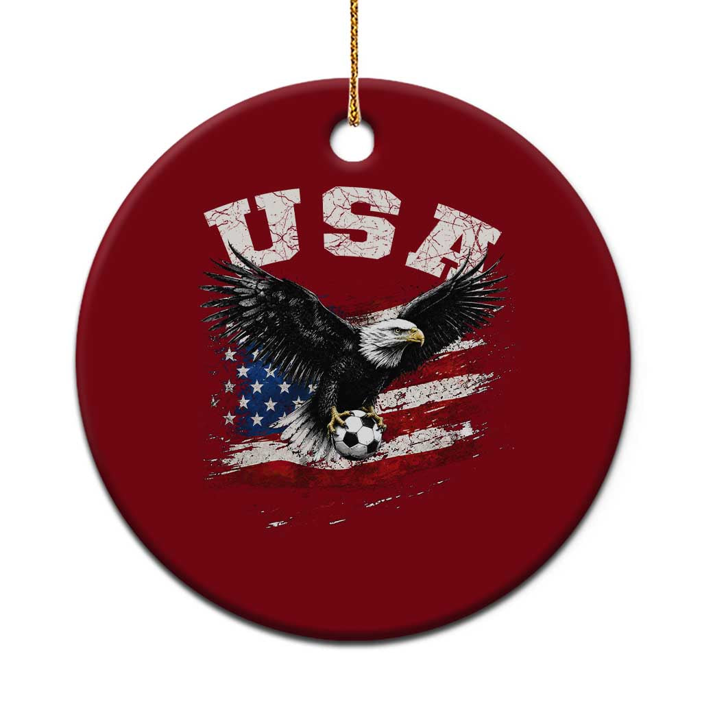 USA Soccer Bald Eagle American Flag Vintage Ceramic Ornament