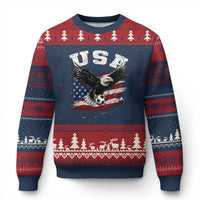 USA Soccer Bald Eagle American Flag Vintage Ugly Christmas Sweater