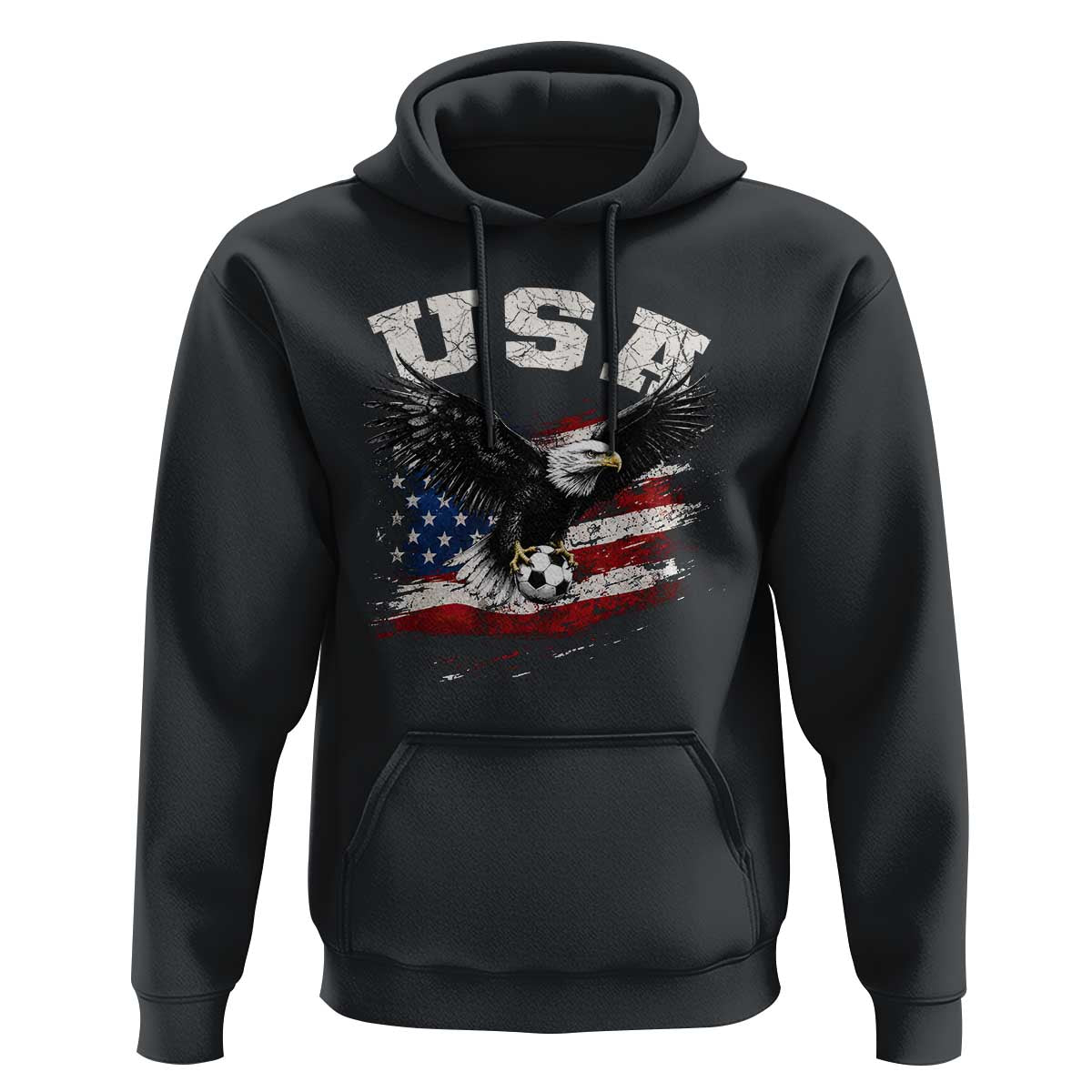 USA Soccer Bald Eagle American Flag Vintage Hoodie