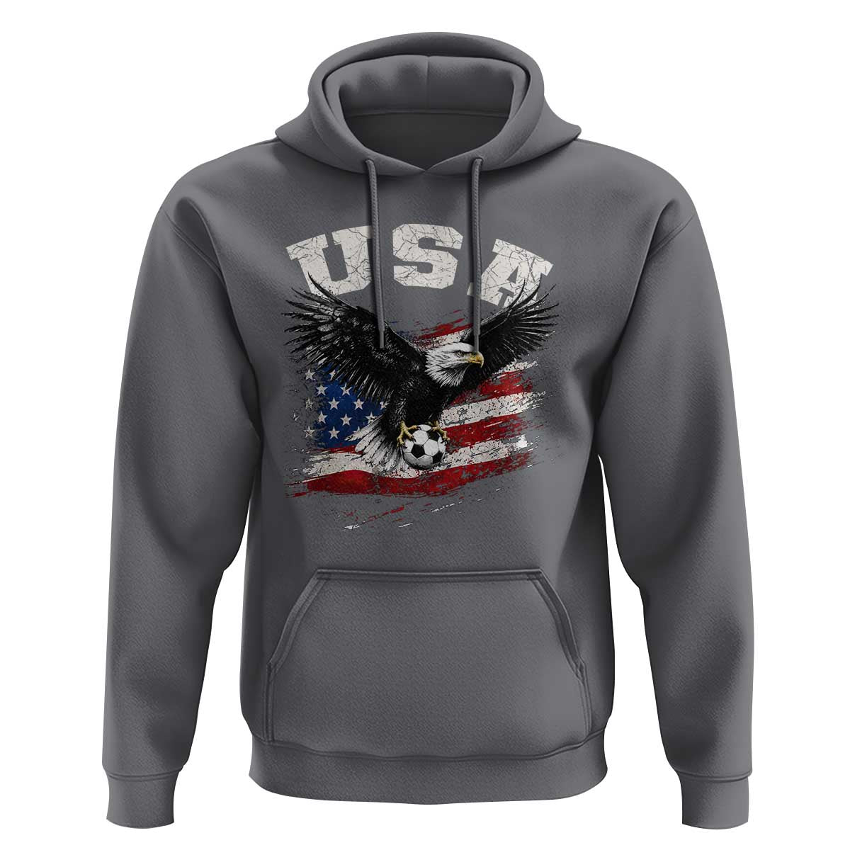 USA Soccer Bald Eagle American Flag Vintage Hoodie