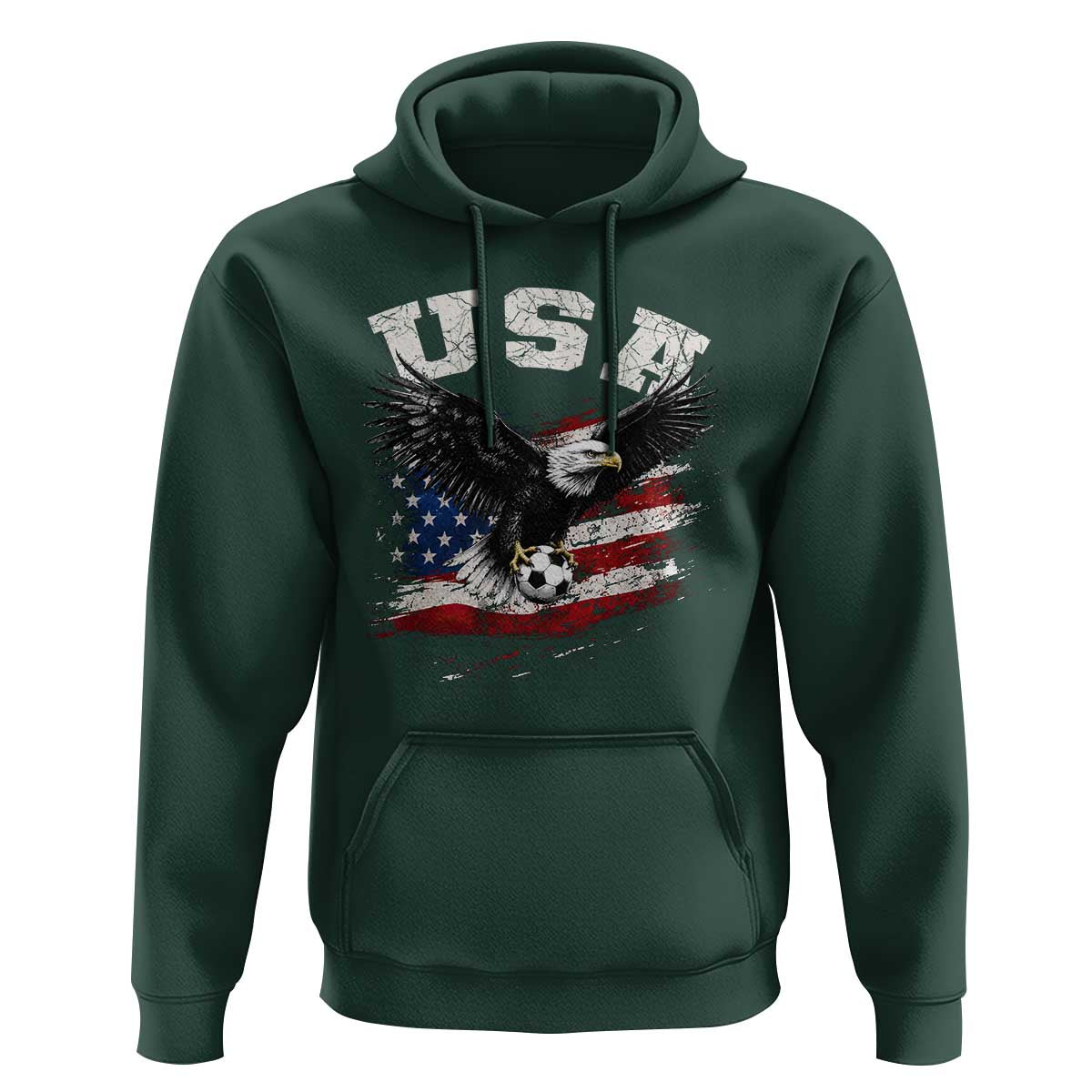 USA Soccer Bald Eagle American Flag Vintage Hoodie