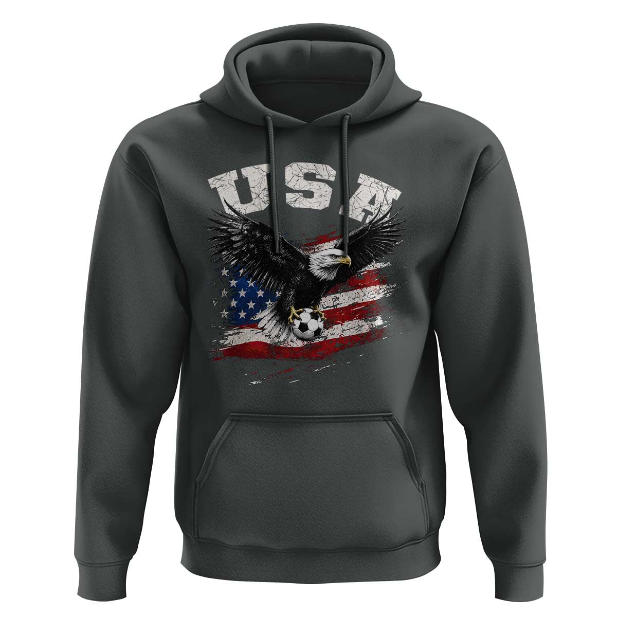 USA Soccer Bald Eagle American Flag Vintage Hoodie