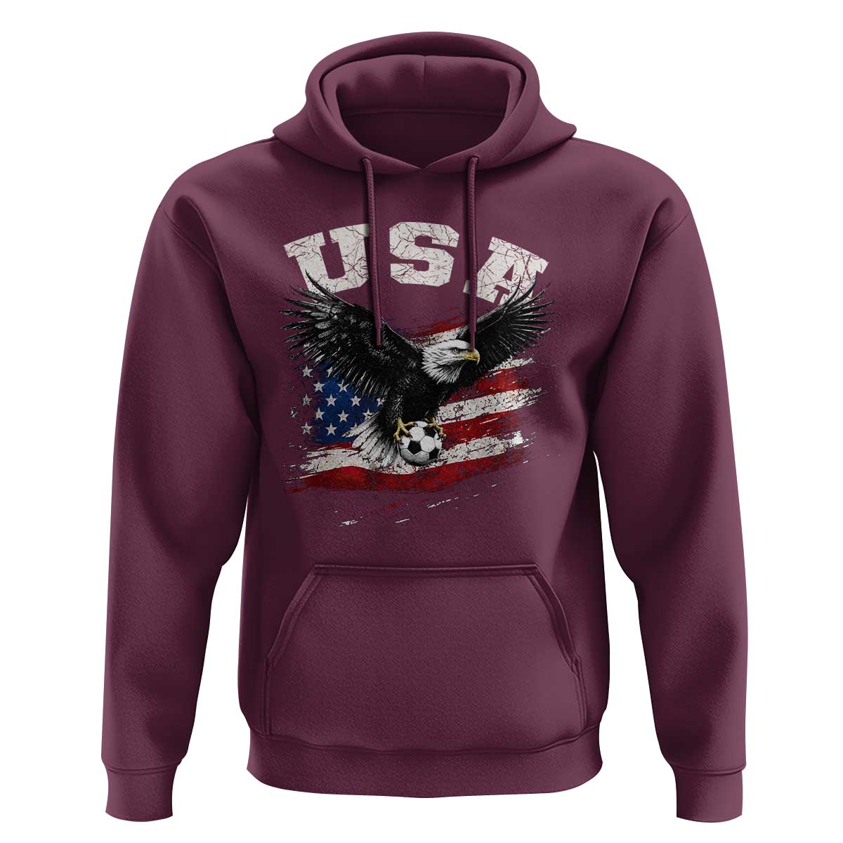 USA Soccer Bald Eagle American Flag Vintage Hoodie