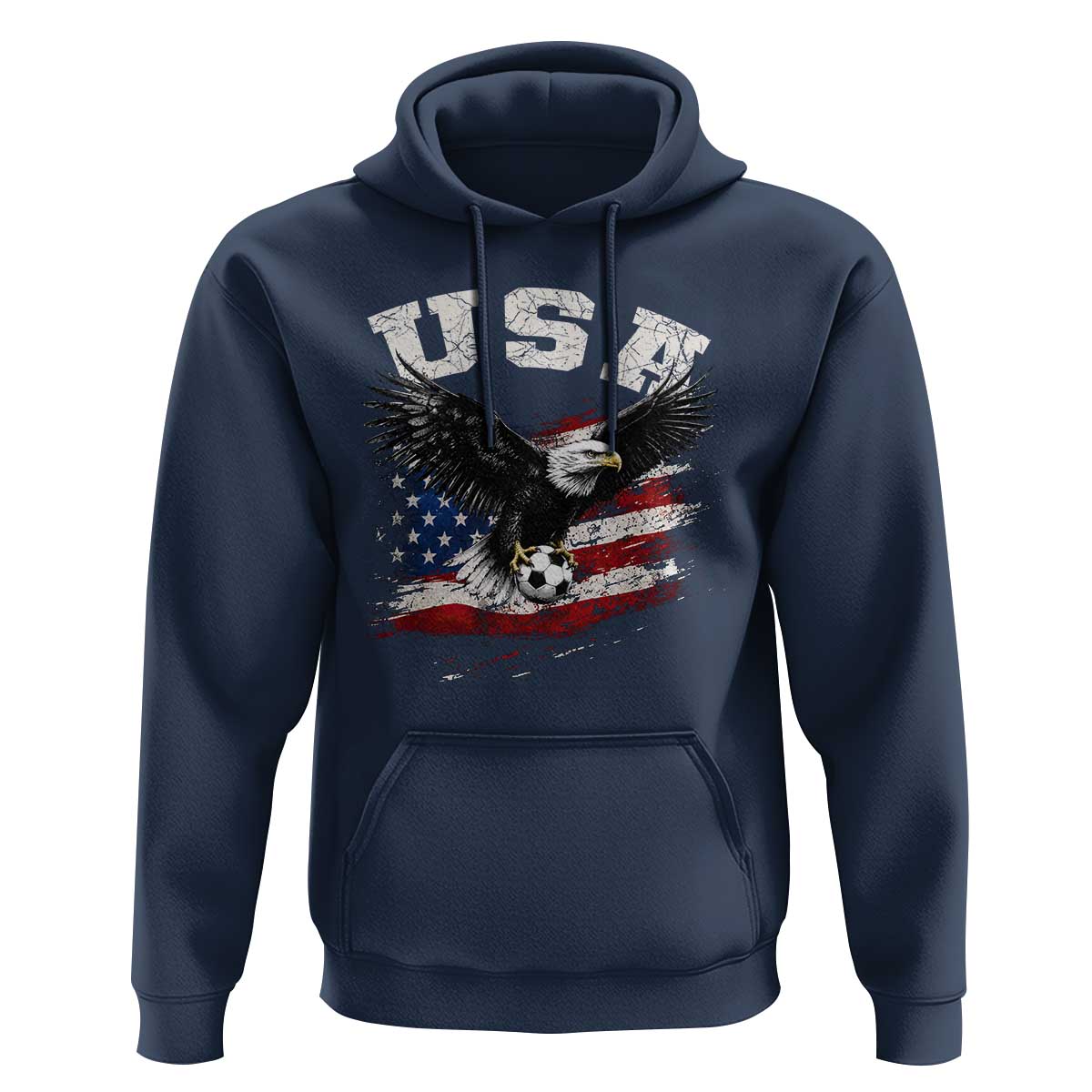 USA Soccer Bald Eagle American Flag Vintage Hoodie