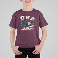 USA Soccer Bald Eagle American Flag Vintage T Shirt For Kid