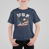 USA Soccer Bald Eagle American Flag Vintage T Shirt For Kid