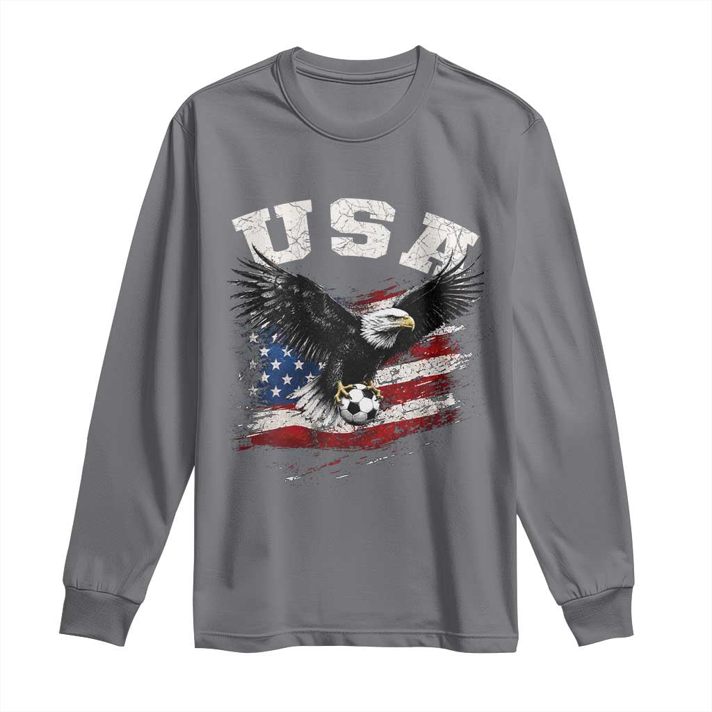 USA Soccer Bald Eagle American Flag Vintage Long Sleeve Shirt
